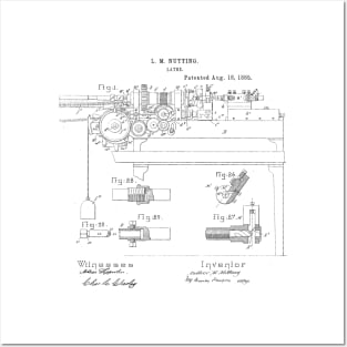 Lathe Woodworking Vintage Patent Hand Drawing Posters and Art